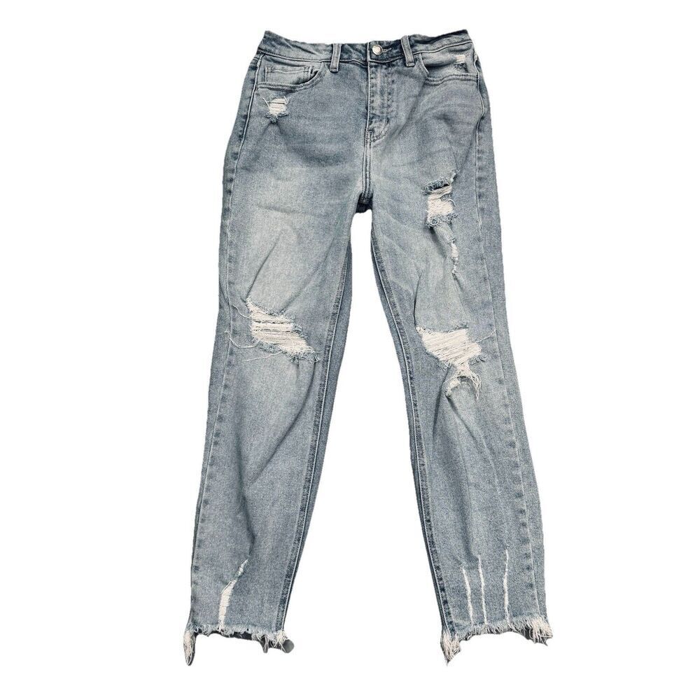 Cello Skinny Crop Jeans 1 (25x24) Blue High Rise Distressed Denim Stretch Junior